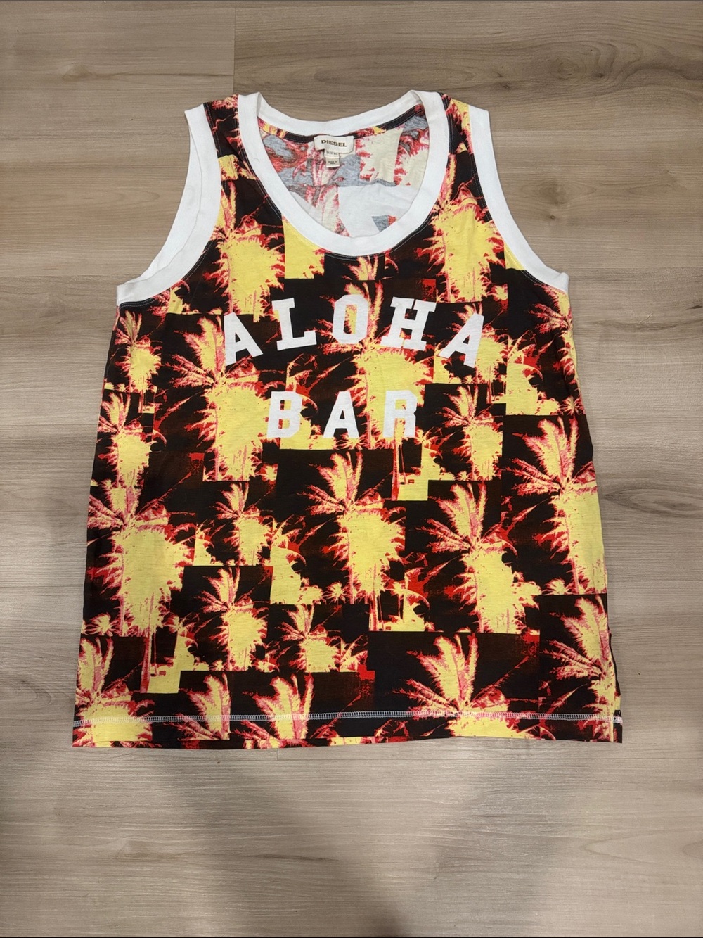 Men's XL Diesel Aloha Bar Print T-Zahur  Palm Tank Top - #78 Print